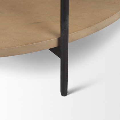 Mercana Larkin Round Coffee Table - White/Brown, Metal/Stone