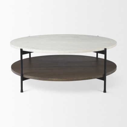 Mercana Larkin Round Coffee Table - White, Wood