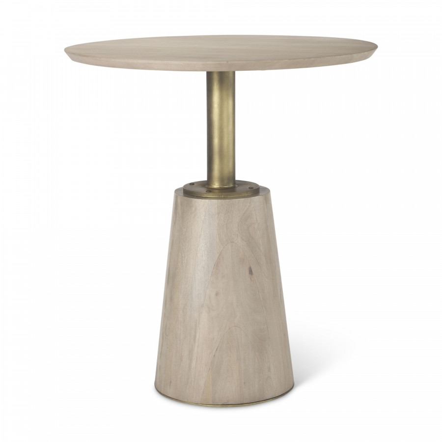 Mercana 32" Round Accent Pedestal Bistro Table - Light Brown, Wood/Metal