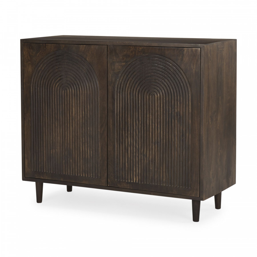 Mercana Tucker Wood with Carved Arch Pattern 2 Door Cabinet - Dark Brown