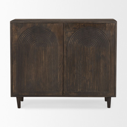 Mercana Tucker Wood with Carved Arch Pattern 2 Door Cabinet - Dark Brown