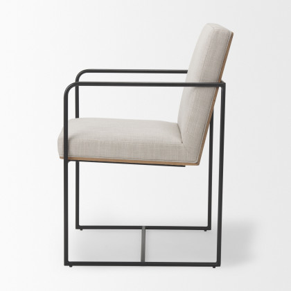 Mercana Stamford Upholstered Square Arms Dining Chair - Beige, Metal