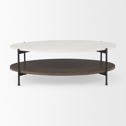 Mercana Larkin Oval Coffee Table - White, Wood