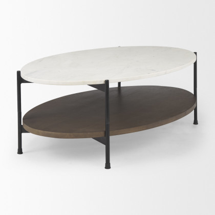 Mercana Larkin Oval Coffee Table - White, Wood