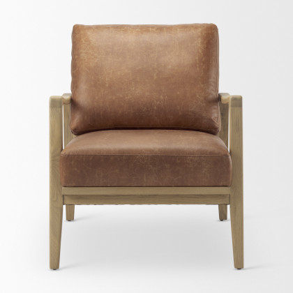 Mercana Raeleigh Leather Accent Chair - Tan, Fabric
