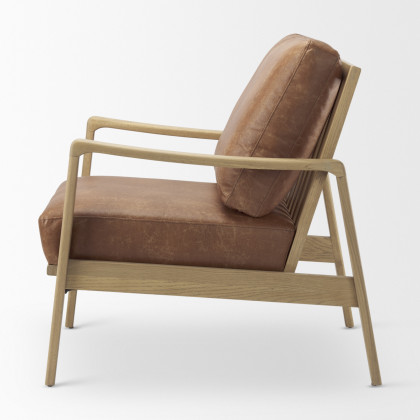 Mercana Raeleigh Leather Accent Chair - Tan, Fabric