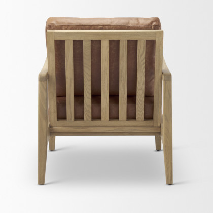 Mercana Raeleigh Leather Accent Chair - Tan, Fabric