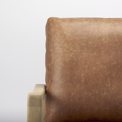 Mercana Raeleigh Leather Accent Chair - Tan, Fabric