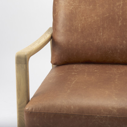 Mercana Raeleigh Leather Accent Chair - Tan, Fabric