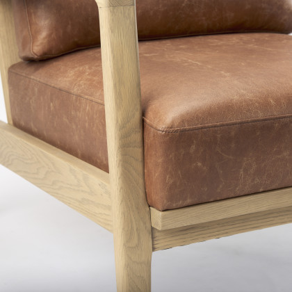 Mercana Raeleigh Leather Accent Chair - Tan, Fabric