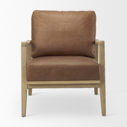 Mercana Raeleigh Leather Accent Chair - Brown, Fabric