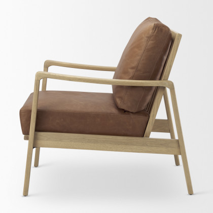 Mercana Raeleigh Leather Accent Chair - Brown, Fabric
