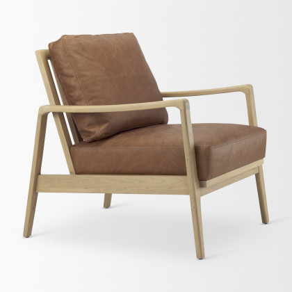 Mercana Raeleigh Leather Accent Chair - Brown, Fabric