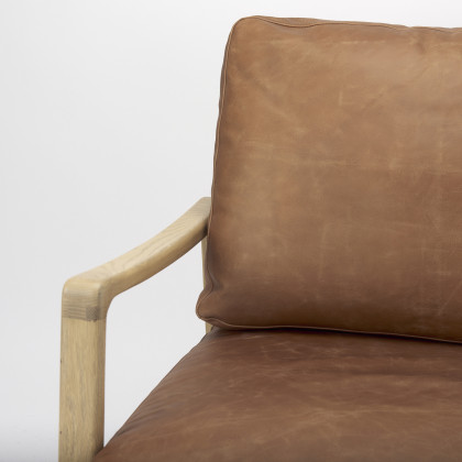 Mercana Raeleigh Leather Accent Chair - Brown, Fabric