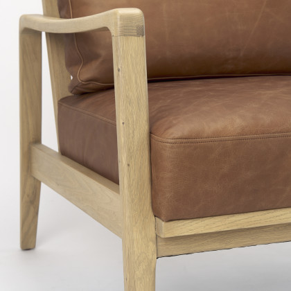 Mercana Raeleigh Leather Accent Chair - Brown, Fabric