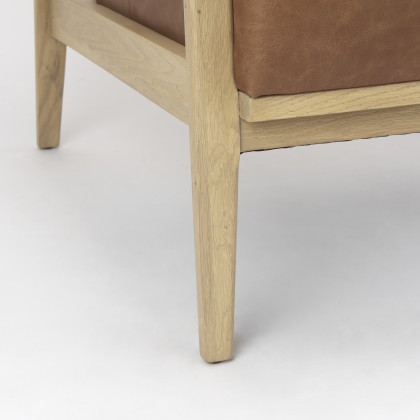 Mercana Raeleigh Leather Accent Chair - Brown, Fabric