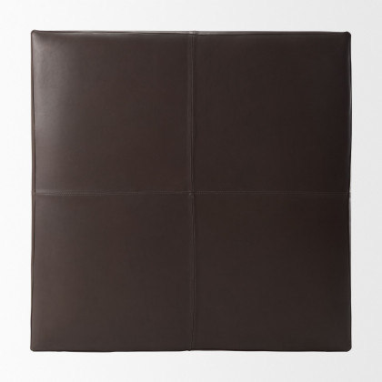 Mercana Minara Square Ottoman - Dark Brown, Leather