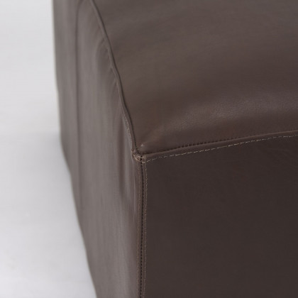 Mercana Minara Square Ottoman - Dark Brown, Leather