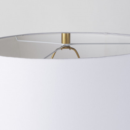 Mercana Leo Table Lamp with White Fabric Shade - Gold