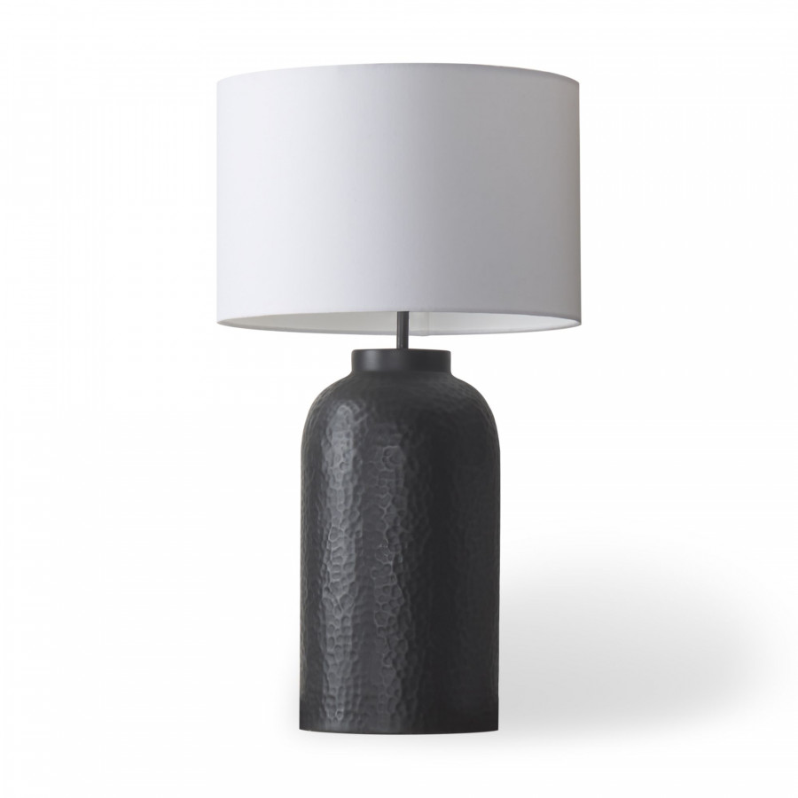 Mercana Leo Table Lamp with White Fabric Shade - Black