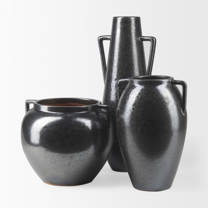 Mercana Kora Vase - Dark Metallic, H8,5"