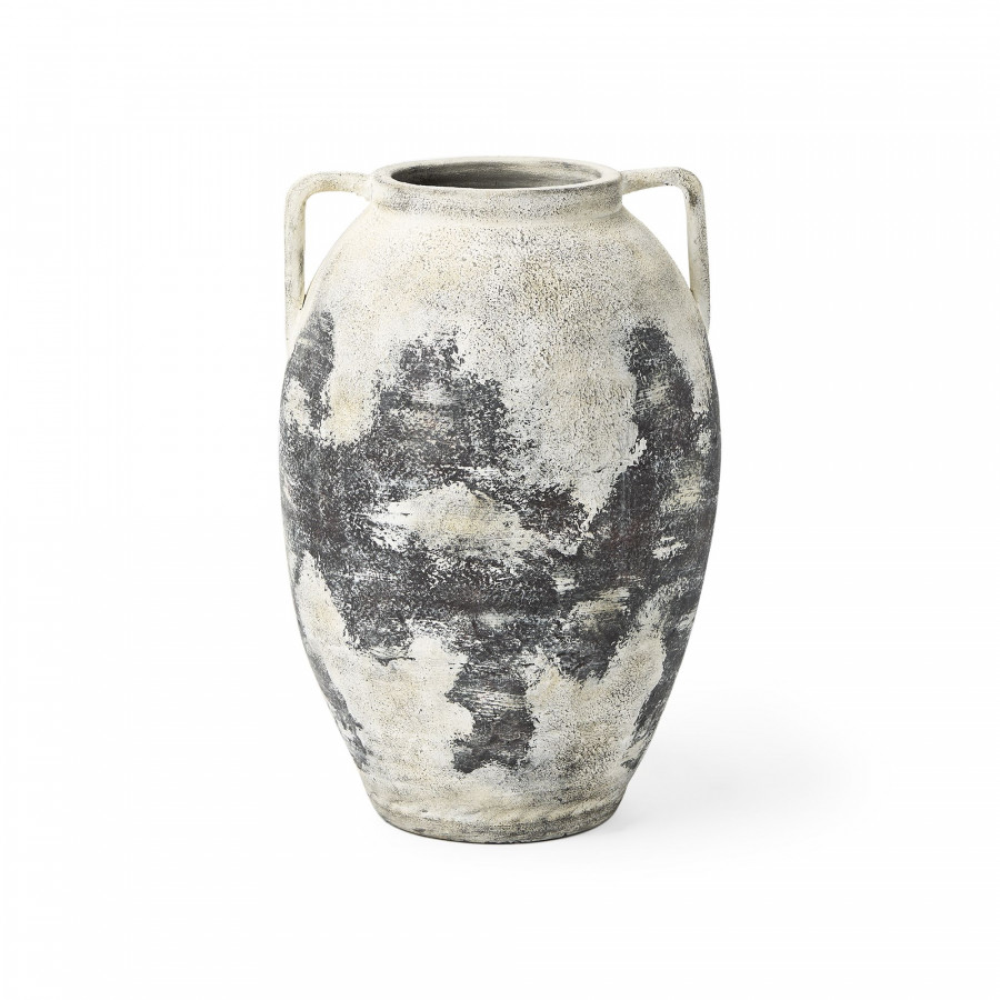 Mercana Boscia 22H Double Ear Floor Vase - Black/White