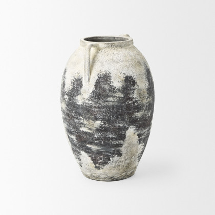Mercana Boscia 22H Double Ear Floor Vase - Black/White