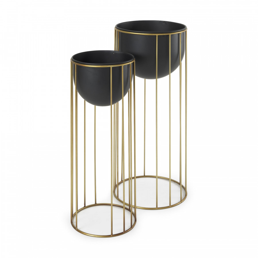 Mercana - Danica Matte Black Metal Plant Stands (Set of 2)