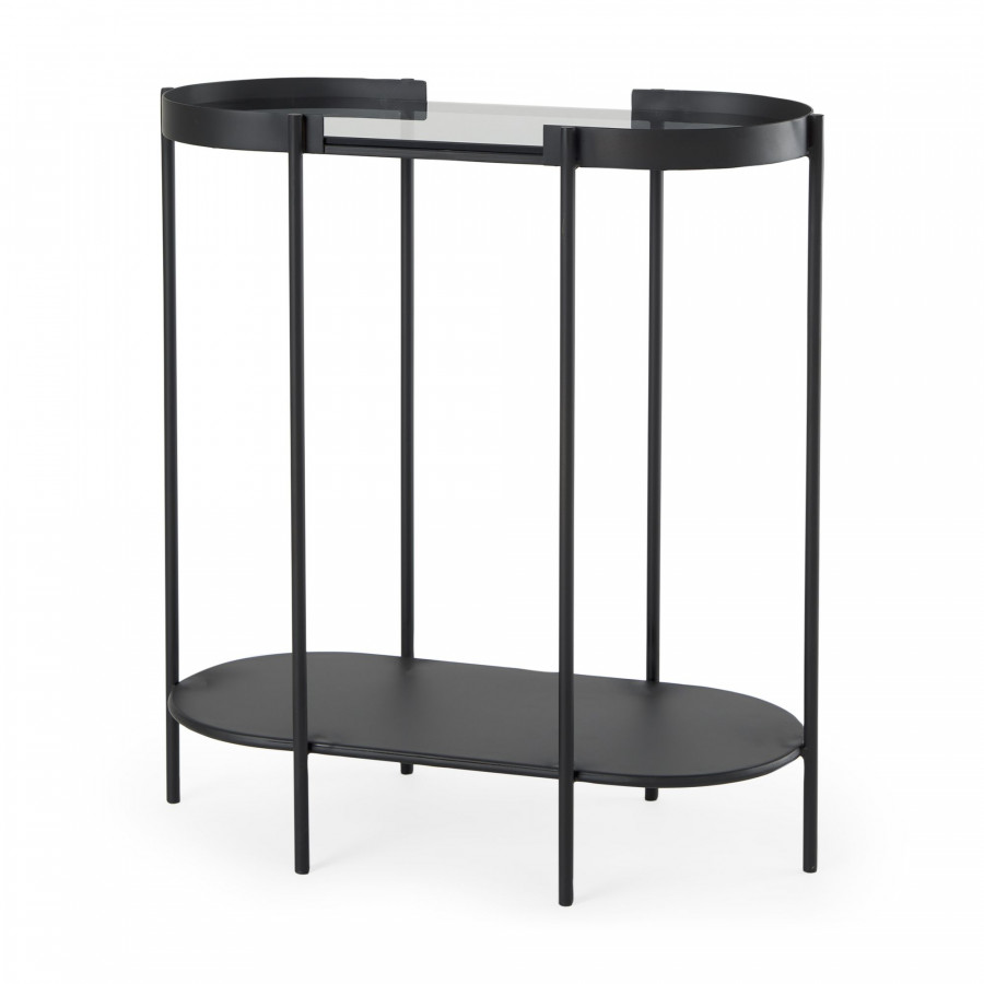 Mercana - Booker Black Metal with Tinted Glass Top Accent Table
