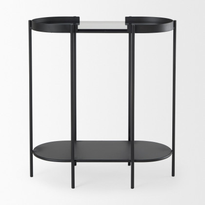 Mercana - Booker Black Metal with Tinted Glass Top Accent Table