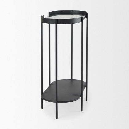 Mercana - Booker Black Metal with Tinted Glass Top Accent Table