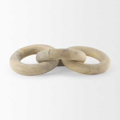 Mercana Alize Solid Wood Circular Chain Link Decorative Object - Light Brown