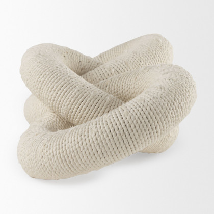 Mercana Alize Cotton Rope Wrapped Solid Wood Circular Chain Link Decorative Object - Cream