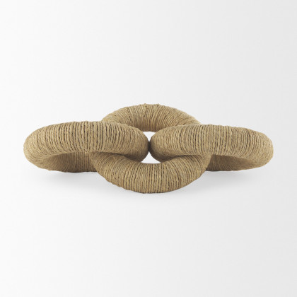 Mercana Alize Jute Wrapped Solid Wood Circular Chain Link Decorative Object - Light Brown