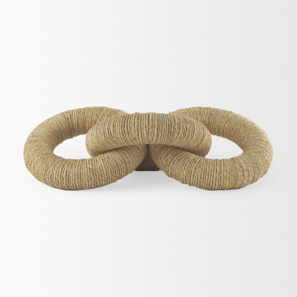 Mercana Alize Jute Wrapped Solid Wood Circular Chain Link Decorative Object - Light Brown