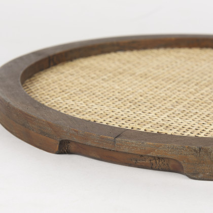 Mercana Silas Round Tray - Brown, Wicker