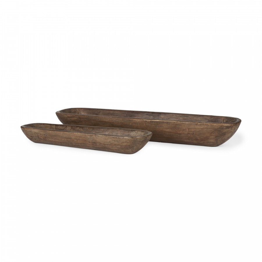 Mercana Athena Reclaimed Wood Trays (Set of 2) - Brown