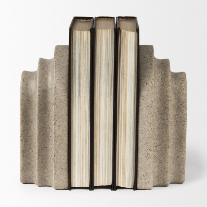 Mercana Empire Resin Arc Book End Set - Sandstone
