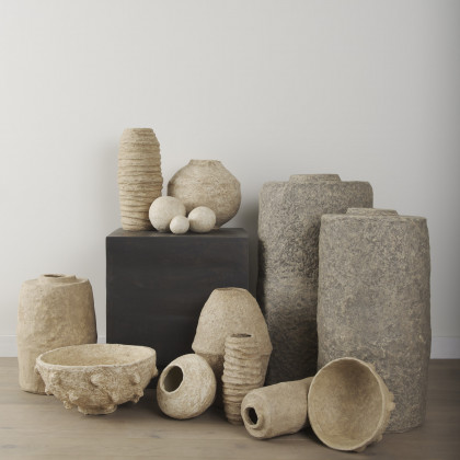 Mercana Rundal Vase - Beige, H18"