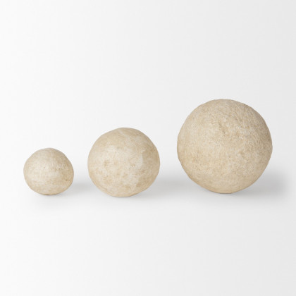 Mercana Sunita Paper Mache Orbs (Set of 3) - Beige