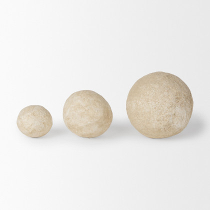 Mercana Sunita Paper Mache Orbs (Set of 3) - Beige