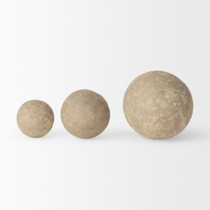 Mercana Sunita Paper Mache Orbs (Set of 3) - Gray