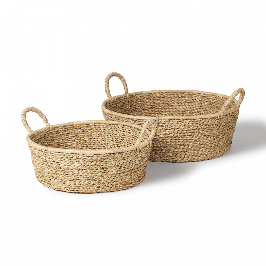 Mercana - Ayanna Deep Nesting Seagrass Baskets/Handles (Set of 2)
