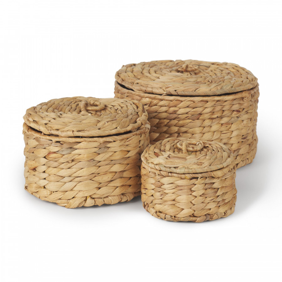 Mercana - Kea Nesting Water Hyacinth Boxes with Lids (Set of 3)