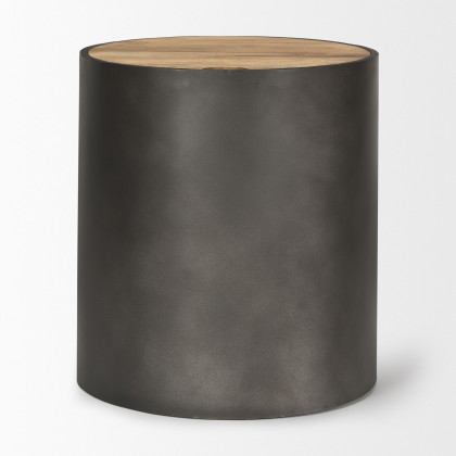 Mercana Eclipse End Table with Brown Wood Top - Gray