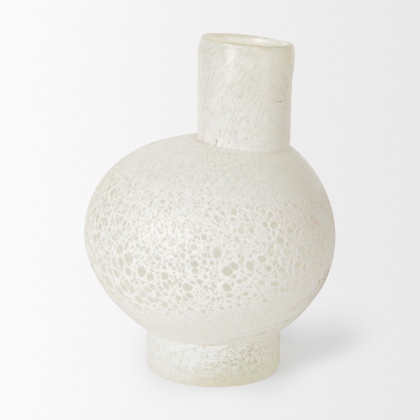 Mercana Heket Short Vase - White, Glass