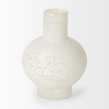 Mercana Heket Short Vase - White, Glass