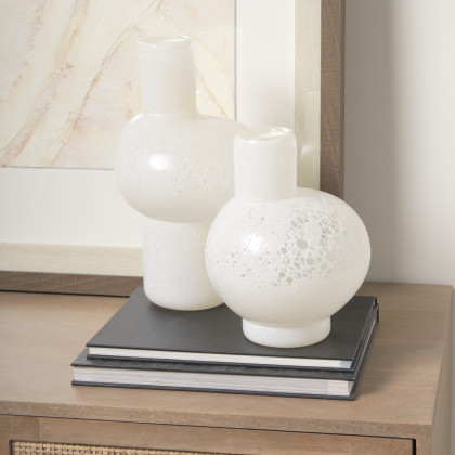 Mercana Heket Short Vase - White, Glass