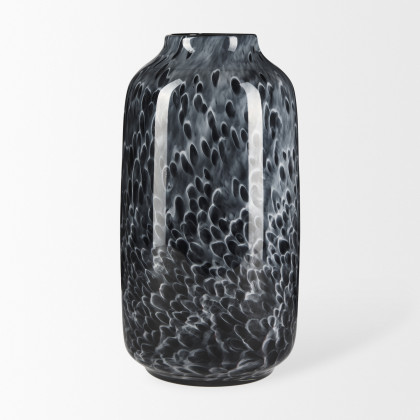 Mercana Masai Large Vase - Black/White, Glass