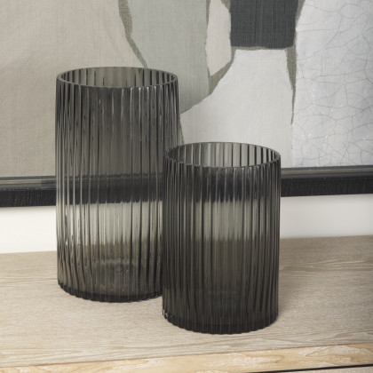 Mercana Dawn Short Vase - Black, Glass